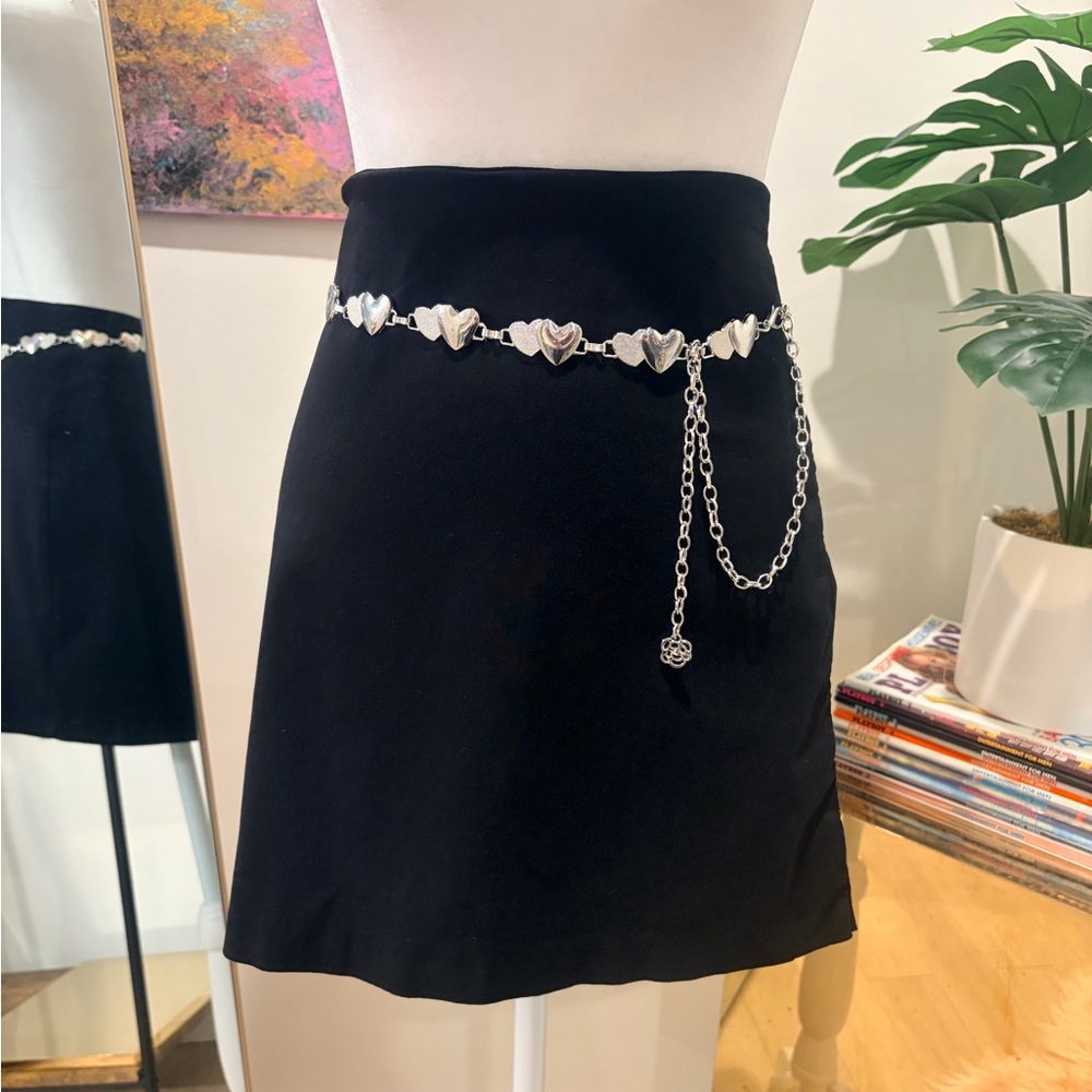 Dolls Kill Silver Heart Chain Belt One Size 26-43 inches